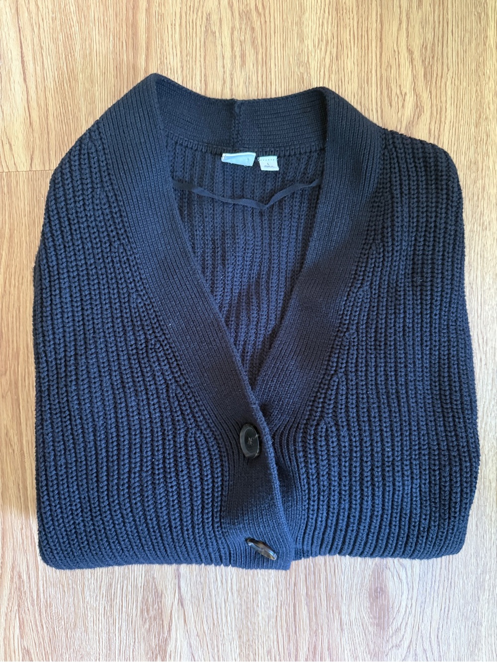 Gap Black Chunky Knit Boxy Pullover Sweater Women's L 100% Cotton